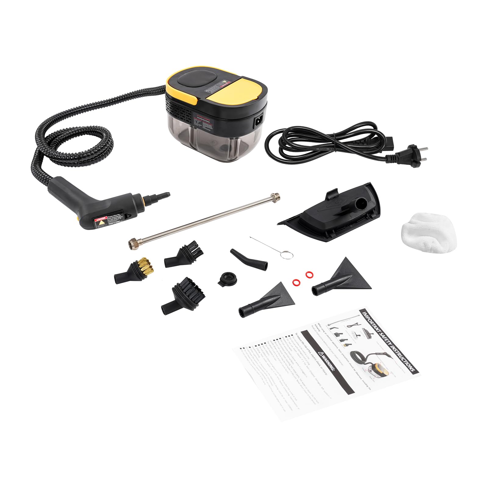 Limpiador a vapor de mano, 1500 W, con mango ajustable, depósito de agua de 1,6 L, mopa de vapor, limpiador de vapor portátil para ventanas, cocina, suelo, tapicería, baño, coche