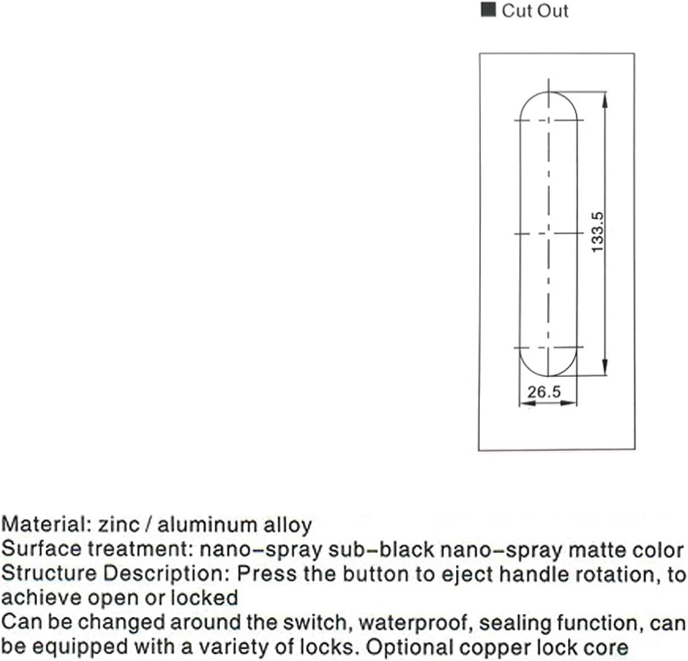 MS490 Plane Lock Electric Box Cabinet Door Lock Handle Lock Handle Lock Complete Specifications 1Pcs