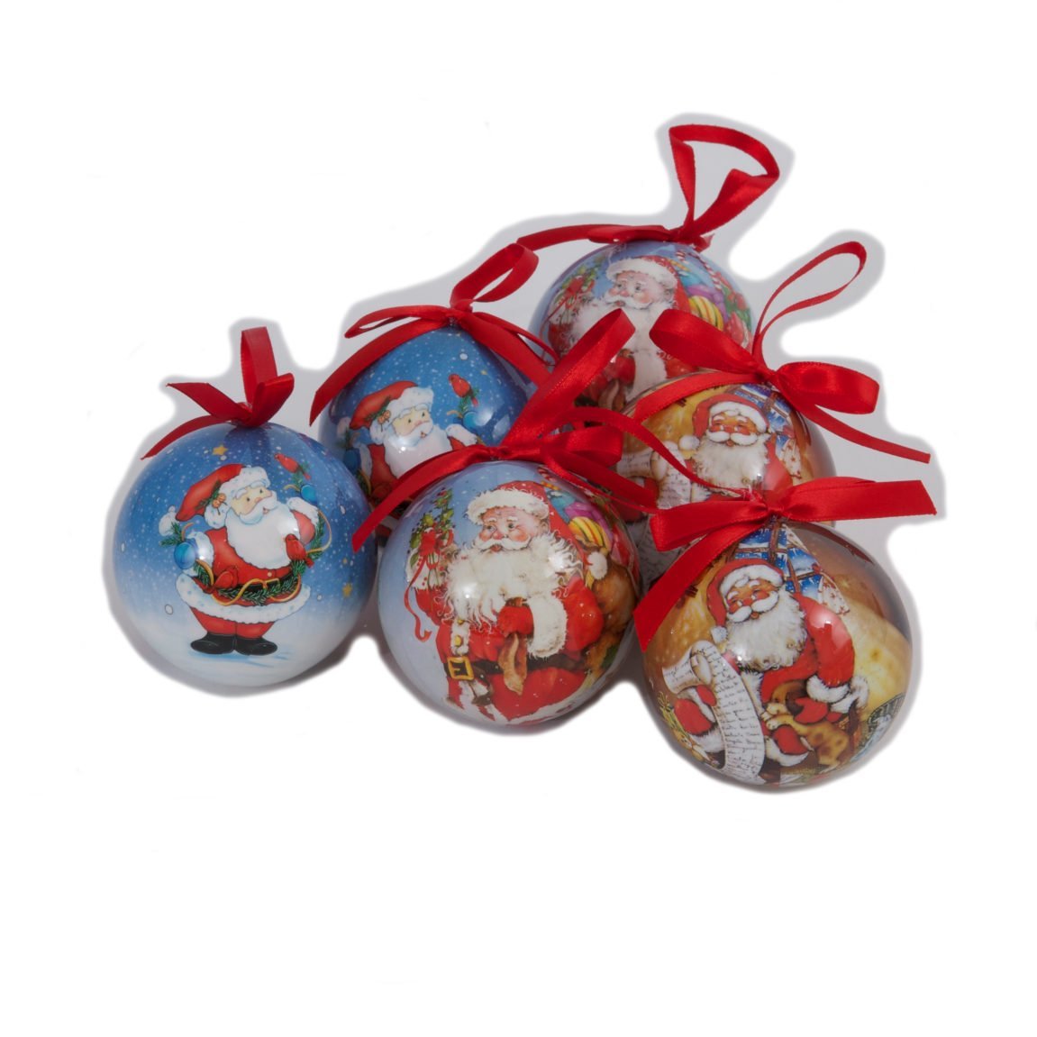 Traditional design Santa Christmas Tree Baubles set 6