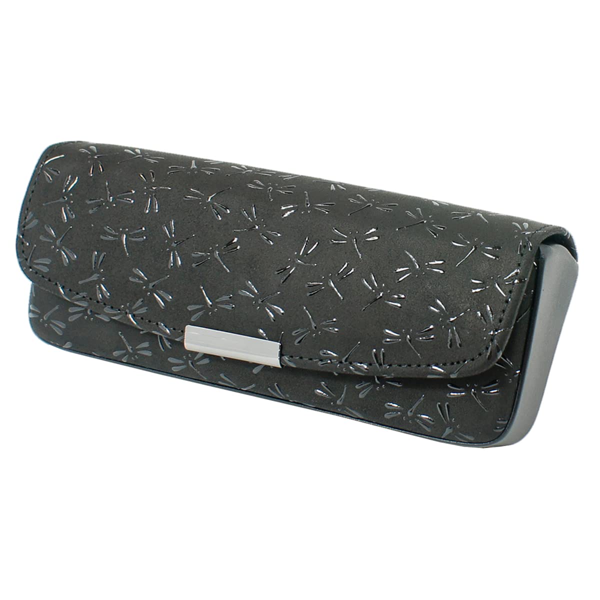 Amazon | [印傳屋] 印伝 Hメガネケース 鹿革 黒地×黒漆 とんぼ柄 4206