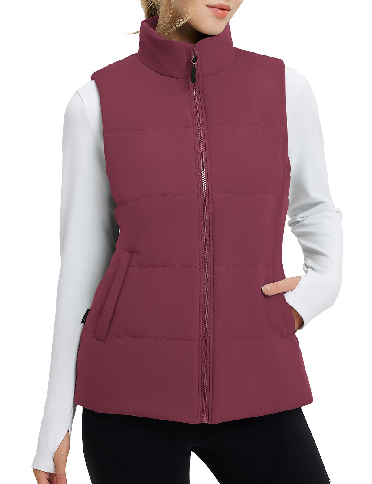 baleaf Women's Running Puffer Vest Lightweight Winter Warm Vests Water Resistant Sleeveless Puffer Jackets