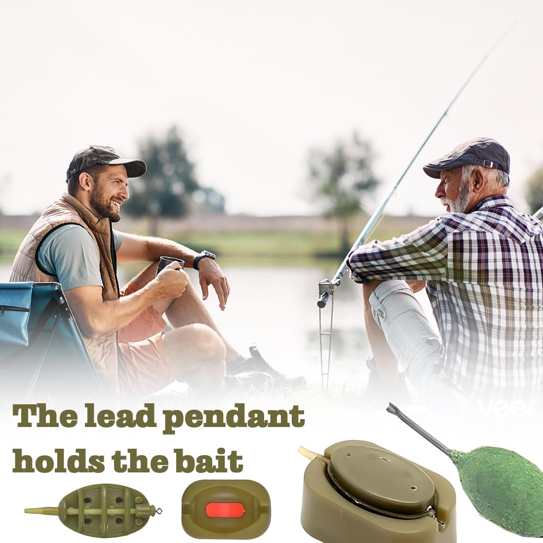 Set Di Strumenti Per Pesca Alla Carpa, 4 Pezzi Set Di Alimentatori In Linea Di Pesca, Mangiatoie Da Pesc In Linea, 15/20/25/35g, Plastica, Colore Verde