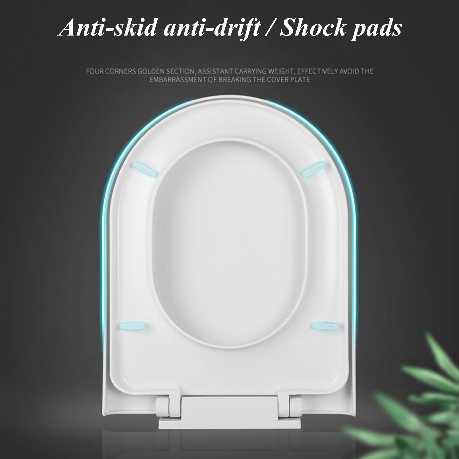Länglicher Toilettensitz mit langsamem Schließen, einfache Entfernung, sicherer Sitz für Familie, Hotel, Wohnung, Büro, langlebiges weißes Design, nie lockern