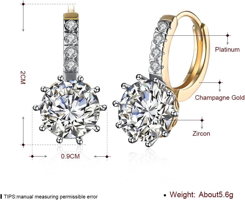 Earrings For Women, Round Crystal Flowers|Square Crystal 18K Gold Plated Cubic Zirconia Drop Dangle Earrings. - Image 2