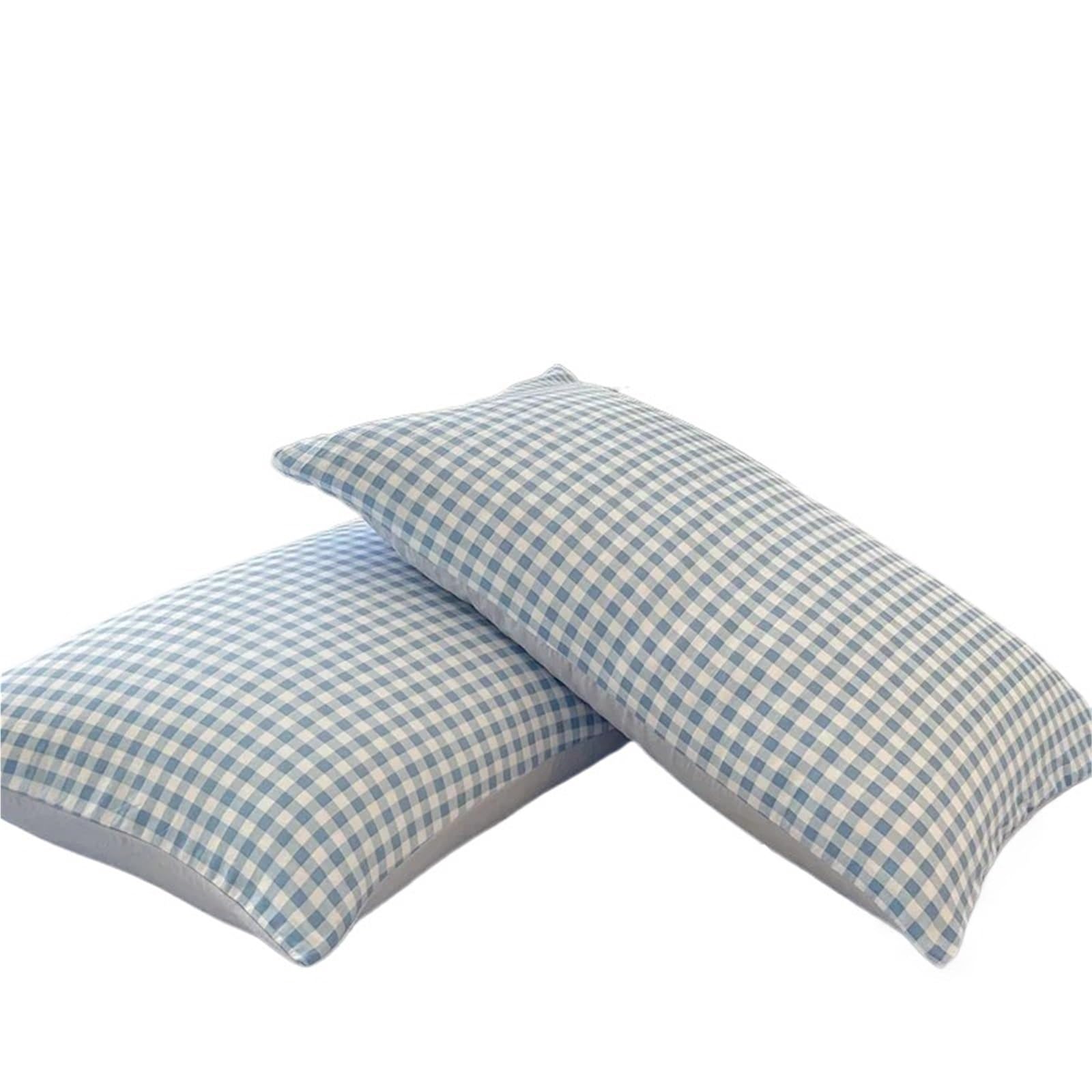 Pillowcase 2pcs Soft Pillowcases Rectangle Pillow Cover Plaid Style Pillowslip 48x74cm Cushion Covers Home Bed Case(Pudding blue)