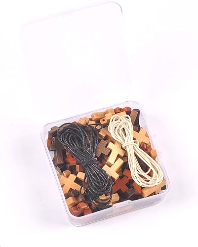 Miniatura 7 de NERRECEAB 100 piezas de cuentas cruzadas decoraciones de madera adornos colgantes joyería regalos niños madera suministros de manualidades