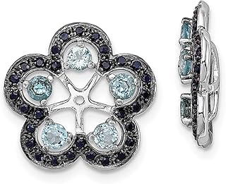 Brincos de Prata Esterlina 925 Topázio Azul Suíço Safira Preta Jaqueta Pedra do Nascimento Dezembro Joias Finas Para Mulheres Presentes Para Ela, Prata esterlina Cristal Pedra Prata esterlina Cristal Pedra Safira, Topázio Safira