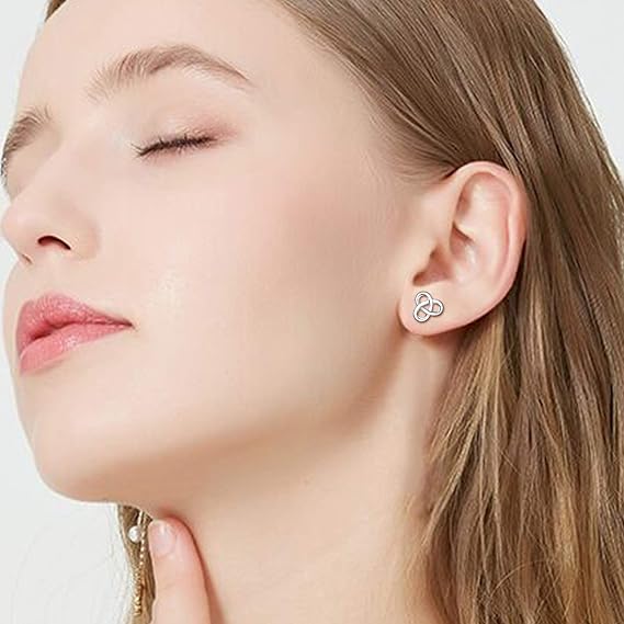 Sterling Silver Earrings for Women | Heart Celtic Love Knot Cross Triangle Vintage Stud hypoallergenic Earrings for Women Jewelry Birthday Gifts