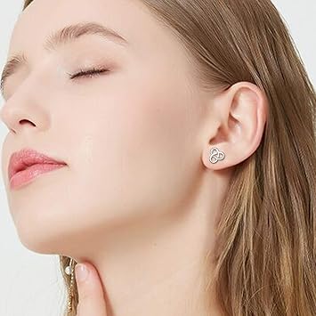 Sterling Silver Earrings for Women | Heart Celtic Love Knot Cross Triangle Vintage Stud hypoallergenic Earrings for Women Jewelry Birthday Gifts