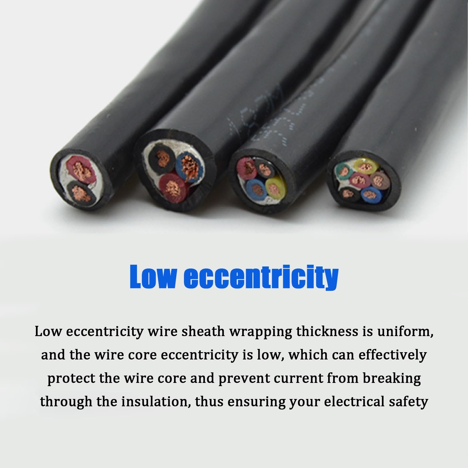 Cable de cobre puro de 2 núcleos de 1 mm² - 10-200 pies con funda de PVC, 300 V, resistente al aceite, la humedad y el desgaste for uso industrial, doméstico y de seguridad.(165ft(50m))