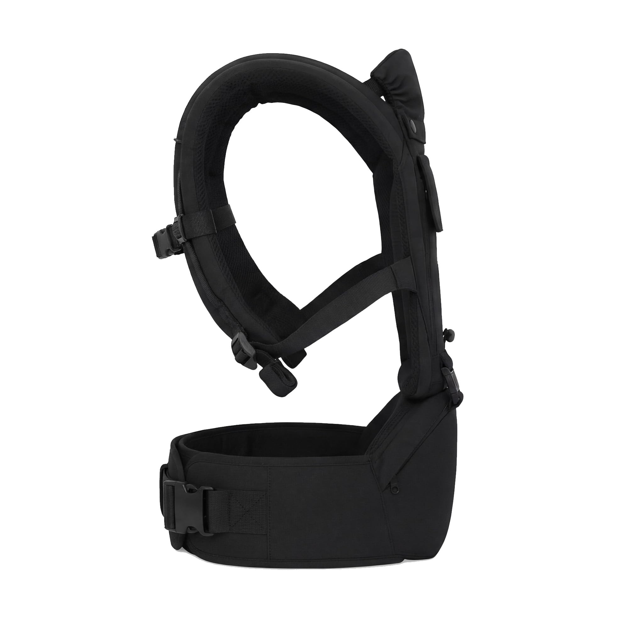 Marsupio Deryan Pack 4 in 1, ergonomico, convertibile, 100% cotone, per bambini da 0 a 3 anni, da 3 a 15 kg, posizione ergonomica a M, schiena a X, fibbia a scatto, nero
