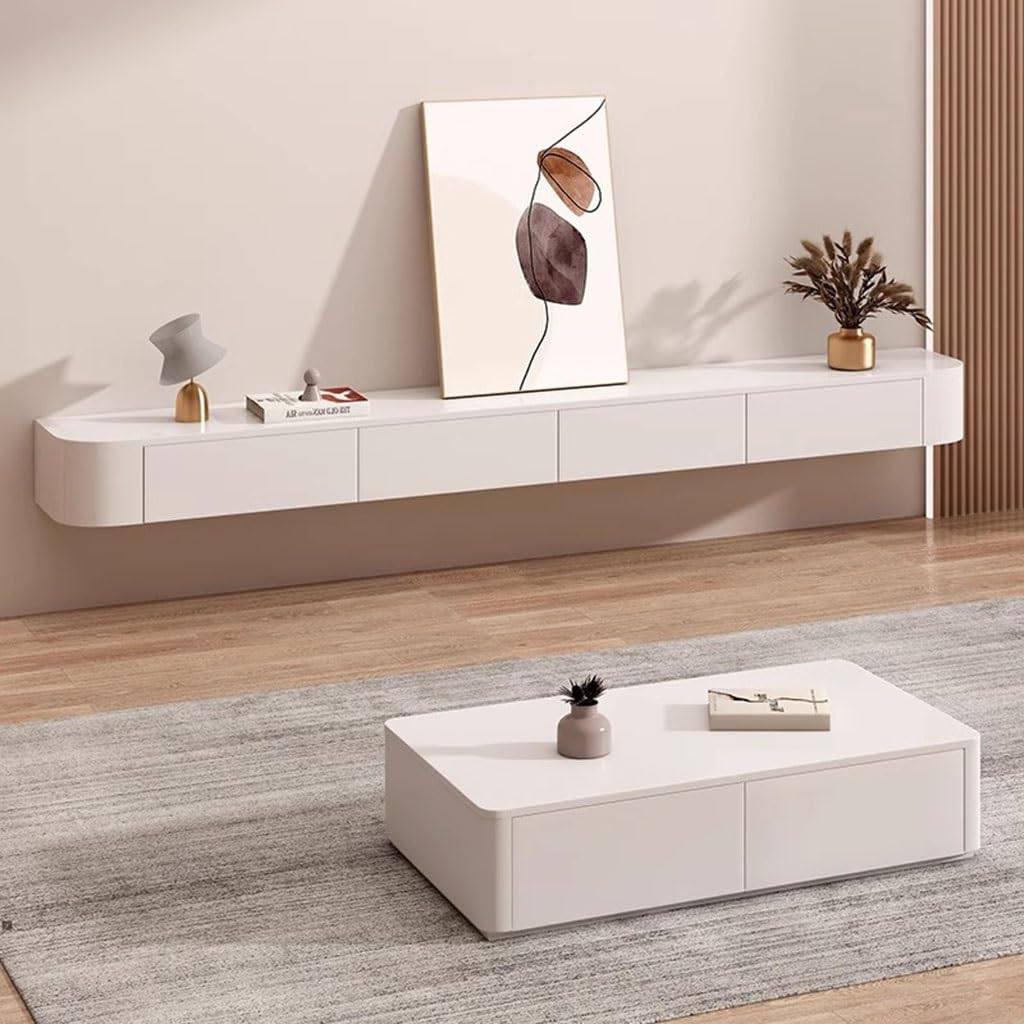 Nowoczesna naścienna konsola telewizyjna z kablem 140 x 20 x 24 cm Ma centrum do salonu Multima Entertainment Unit oszczędzająca miejsce design
