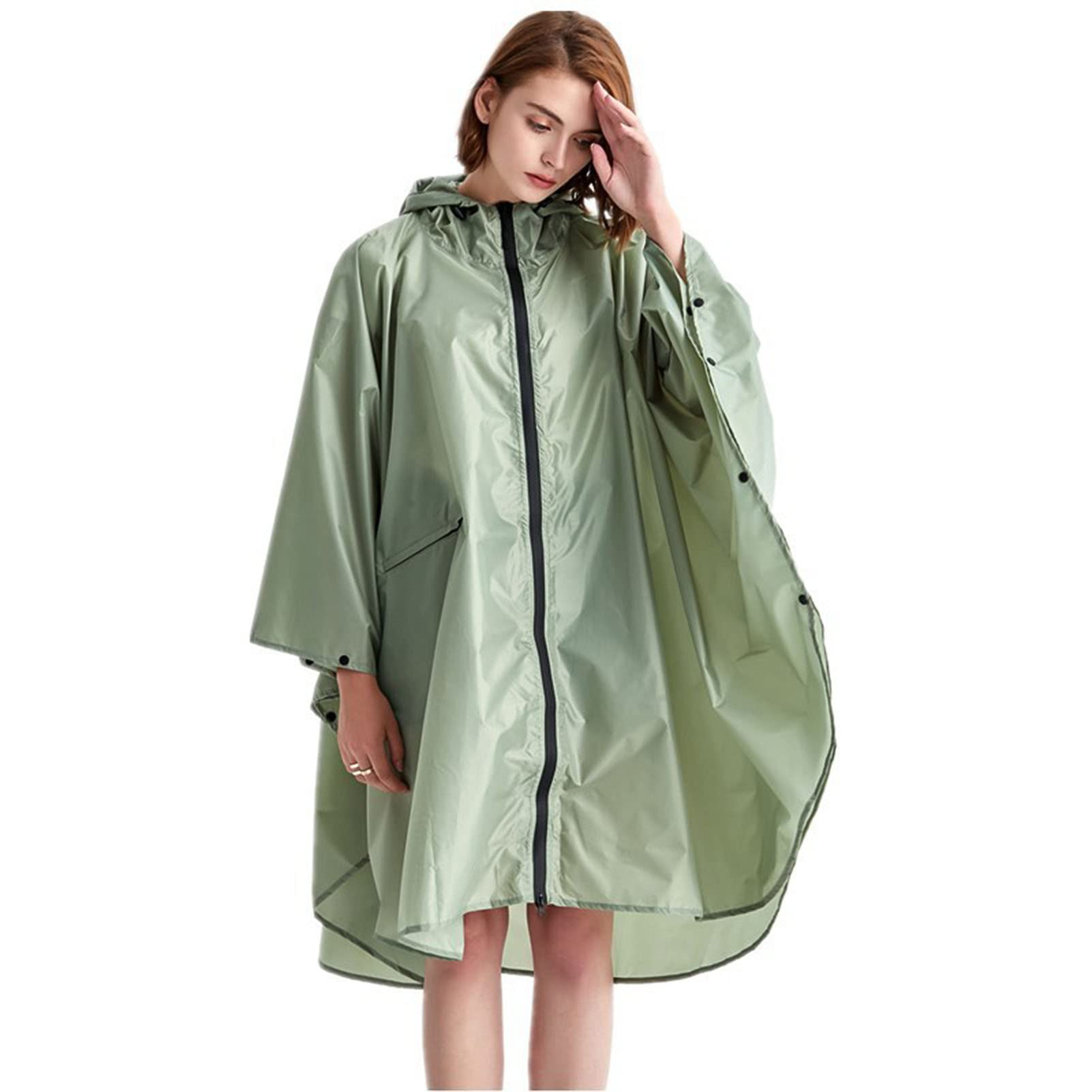 Poncho de Lluvia Ligero, Impermeable, Reutilizable, antidesgarro, Transpirable con Capucha, Equipo de Lluvia para Actividades al Aire Libre