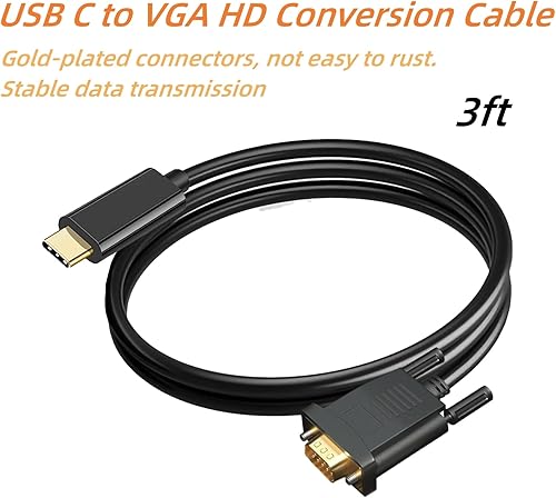 Miniatura 4 de Cable USB C a VGA de 3 pies, cable VGA a USB C para monitor, cable tipo C a VGA, cable USB C a VGA compatible con MacBook ProAir, iPad Pro,