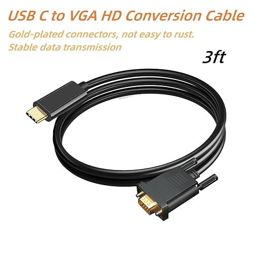 Miniatura 4 de Cable USB C a VGA de 3 pies, cable VGA a USB C para monitor, cable tipo C a VGA, cable USB C a VGA compatible con MacBook ProAir, iPad Pro,