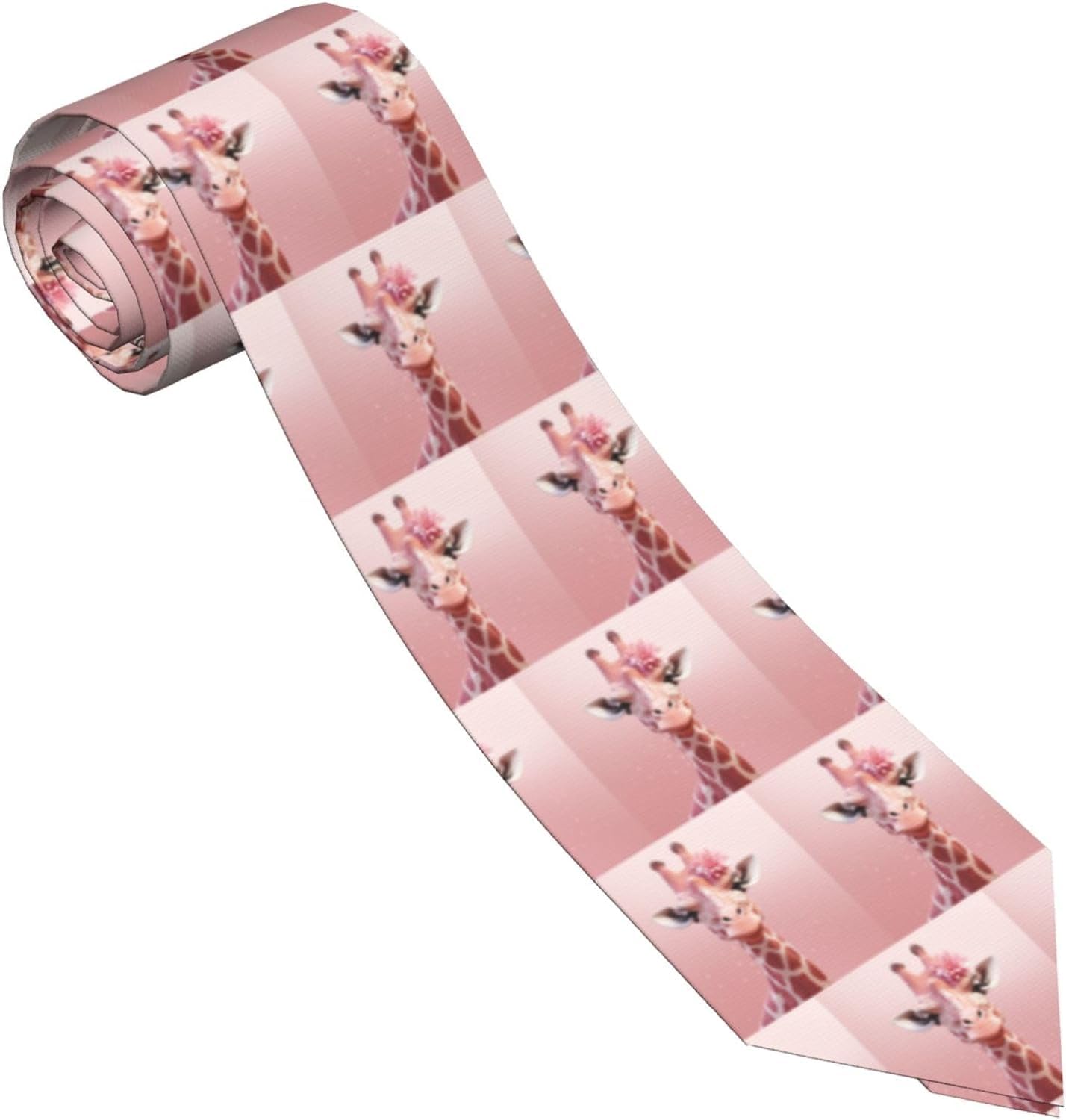 Melbrakin Unisex Pink Giraffe Ties For Men Necktie Classic Silk Tie Skinny Slim Neck Ties For Man Formal Neckties