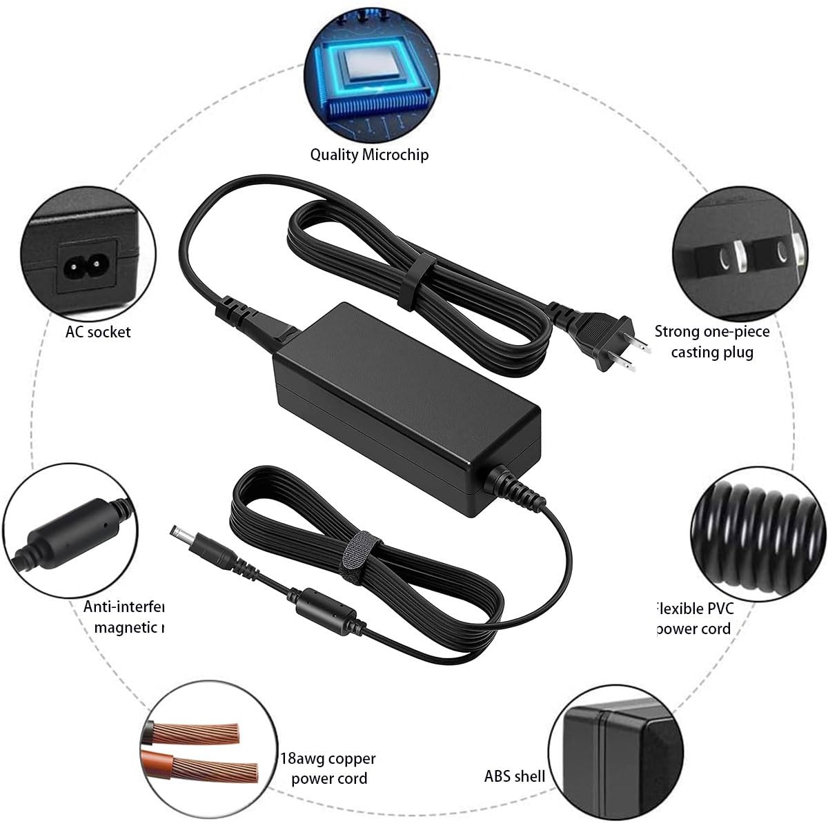 Amazon.com: 19V 3.42A 65W Power Supply 5.5x2.5mm Jack Connector