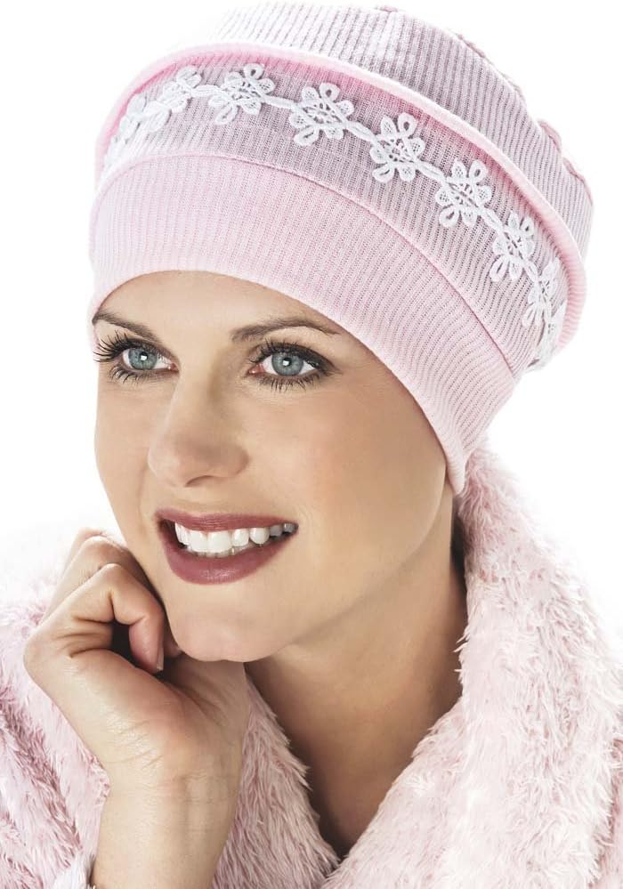 Headcovers Unlimited Eleanor Sleeping Cap for Women with Cancer, Chemo, and Hair Loss Pastel Pink - Eleanor