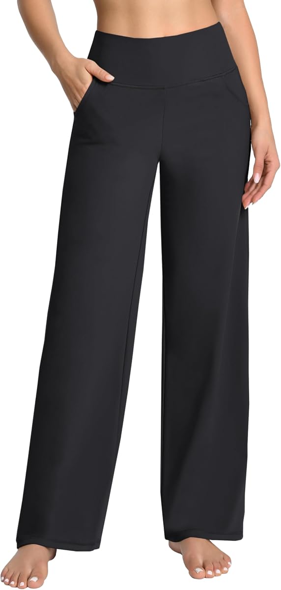 Women High Waist Wide Legs Yoga Pants Loose Sweatpants Pockets