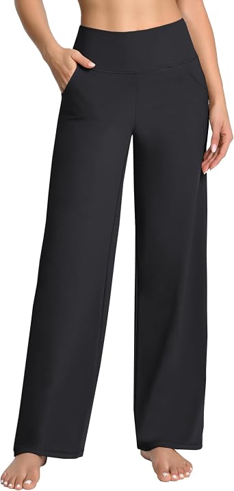 BUBBLELIME Women High Waist Wide Legs Yoga Pants Loose Sweatpants Pockets | 29"/31"/33"/35"/37"Inseam,2 Styles/ Dress/Basic,Lounge,Comfy,Stretch Casual Work