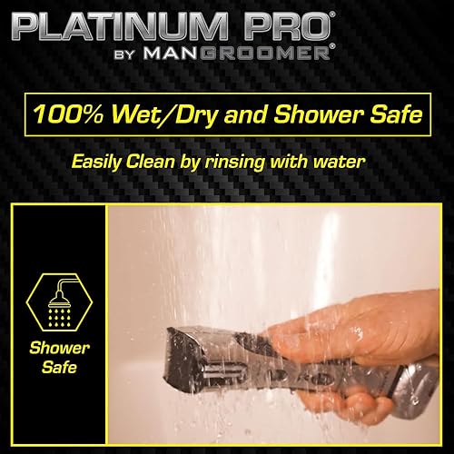 Miniatura 6 de PLATINUM PRO de MANGROOMER - Nueva afeitadora y recortadora de vello corporal con batería máxima de litio, lámina extra y estuche de almacenamiento.