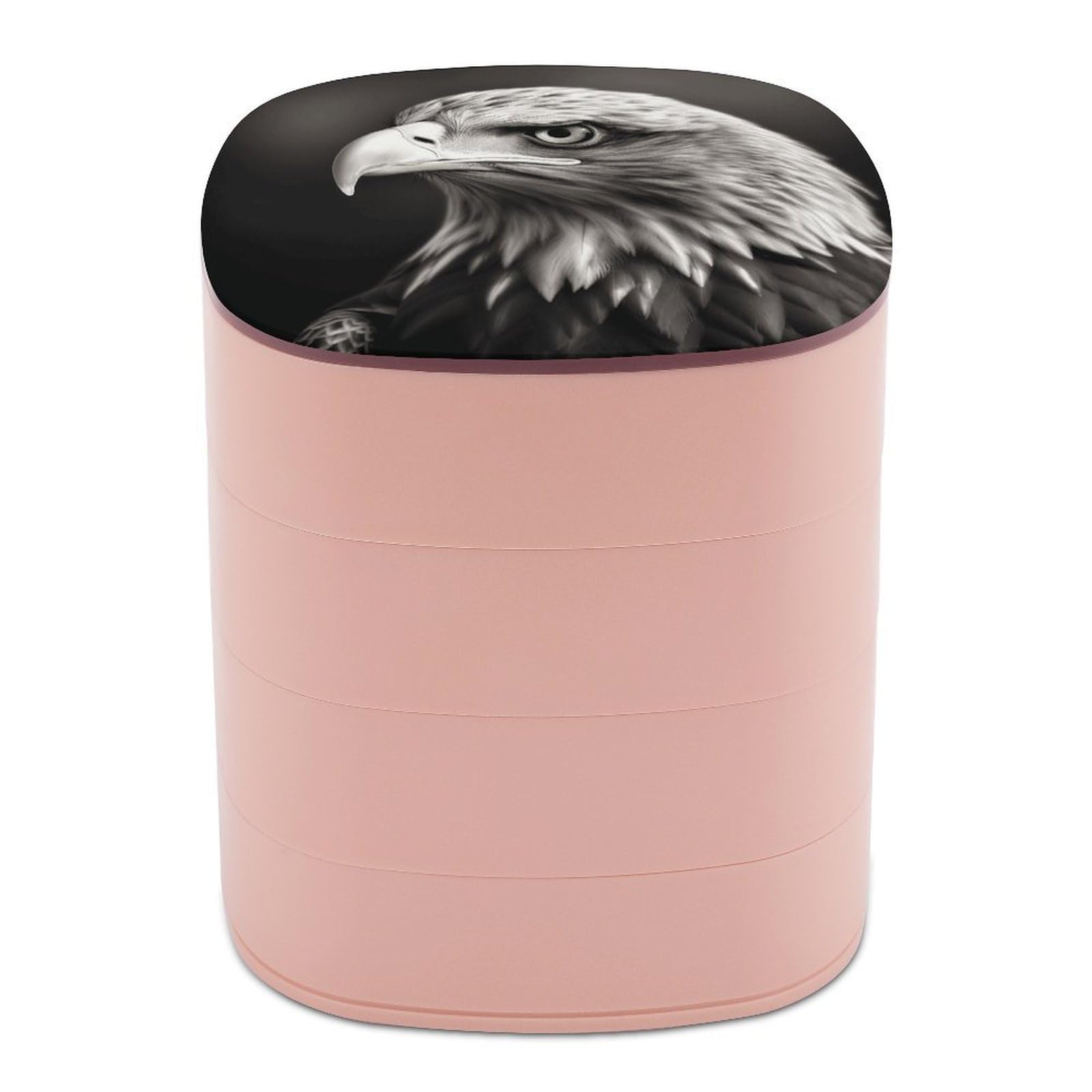 VstaDank Eagle Black And White Jewelry Box with Mirror Travel Small Jewelry Case for Women 4-Layer Rotatable Jewelry Organizer Storage Box Portable Jewelry Storage Case for Rings Earrings