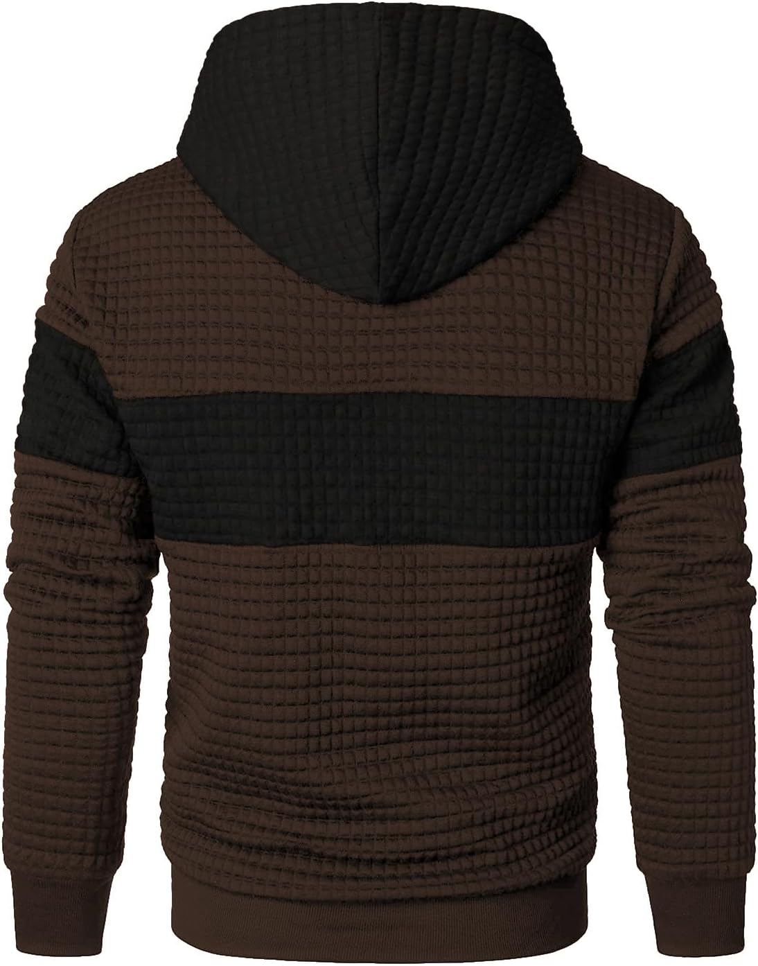 Qichic Men’s Sweatshirts Long Sleeve Pullover Patchwork Plaid Jacquard Hoodie Casual Drawstring Hoody Top