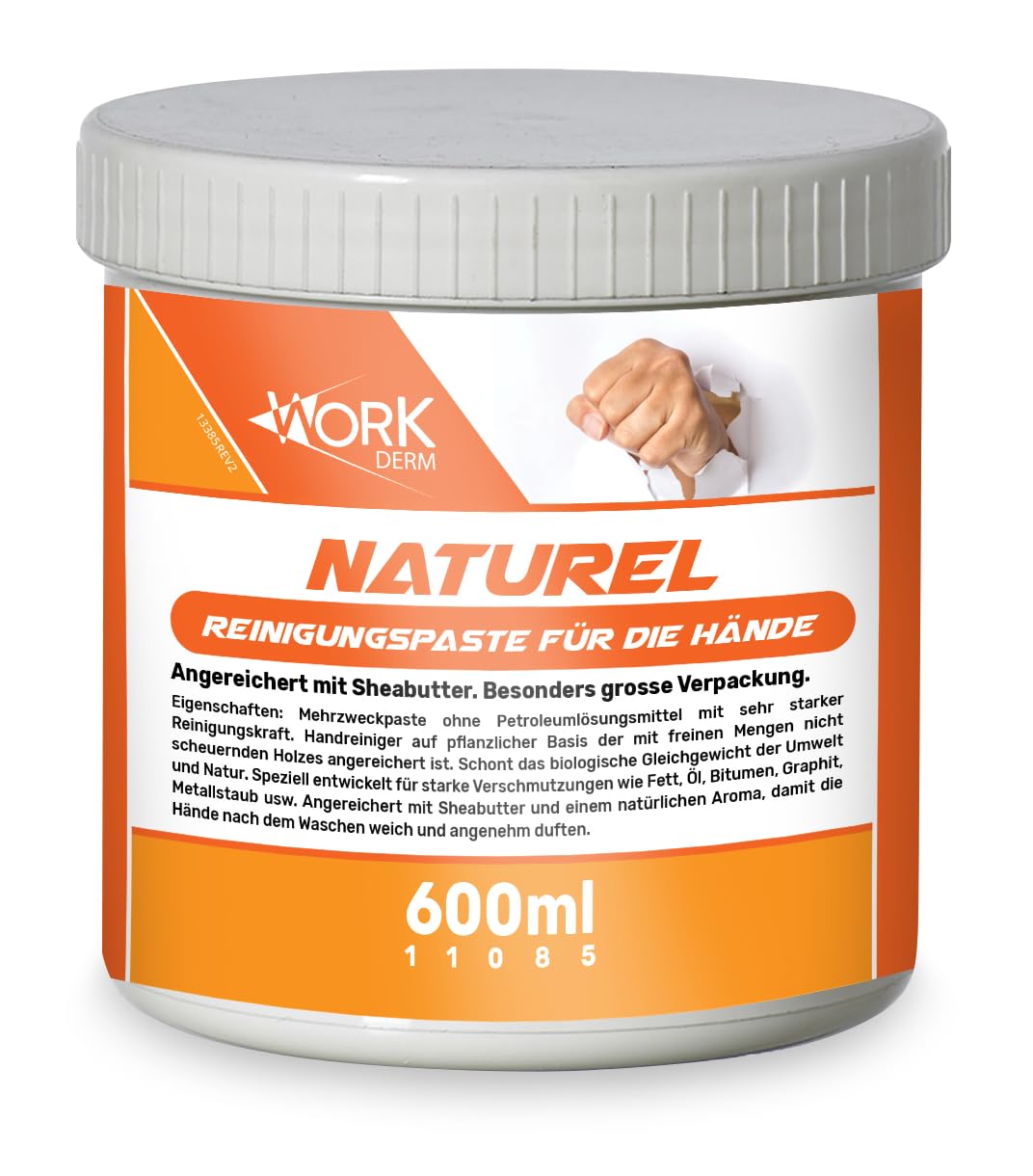 Handwaschpaste mit Natürliche Holzmehl und Shea Butter - Entfernt hartnäckige Verschmutzungen – Natur 600 ml