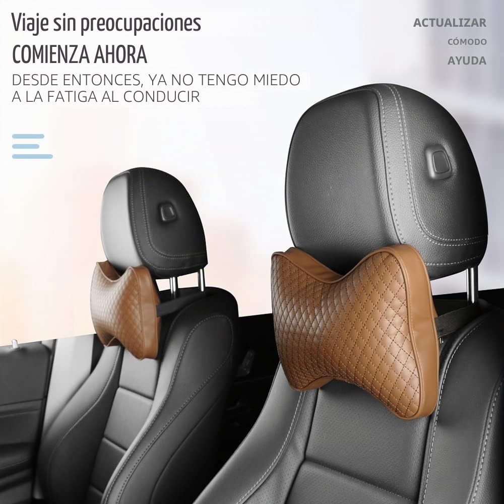 2 Almohadas para reposacabezas de Coche, Cojines para reposacabezas de Coche, Almohadas de Cuero para el Cuello, cómodas y Suaves Almohadas universales para Asiento de Coche (Negro)