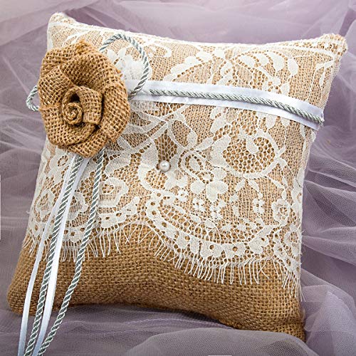 image for TRUE LOVE GIFT Ring Bearer Pillow and Wedding Flower Girl Basket Set B