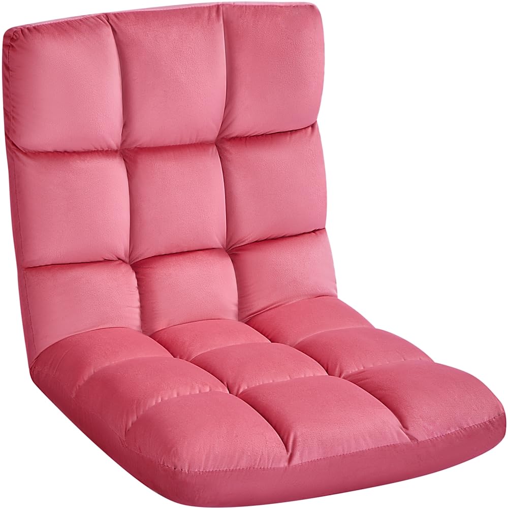 Yaheetech Bodenstuhl Faltbar, Lazy Sofa, Relaxsessel klappbar, Meditationsstuhl, Bodensessel mit Verstellbarer Lehne, Lesesessel für Zuhause oder Büro Rosa