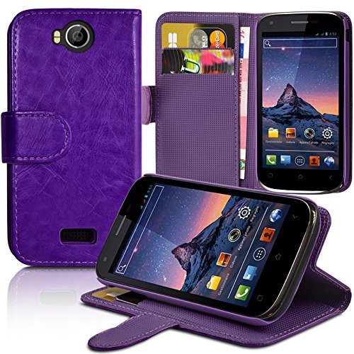 Seluxion - Housse Coque Etui Portefeuille Fonction Support Couleur Violet pour Wiko Cink Peax / Peax2