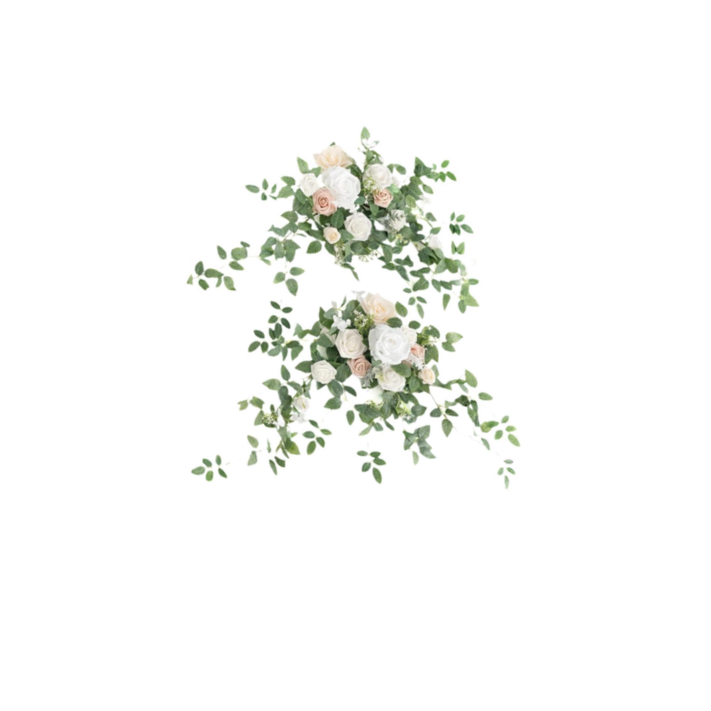 Auyxssz Green Wedding Arch Flowers Graceful Floral Swag Arrangement Rustic Leaves Minimized Wedding Background Decoration Arch Flowers Artificial Floral Swag