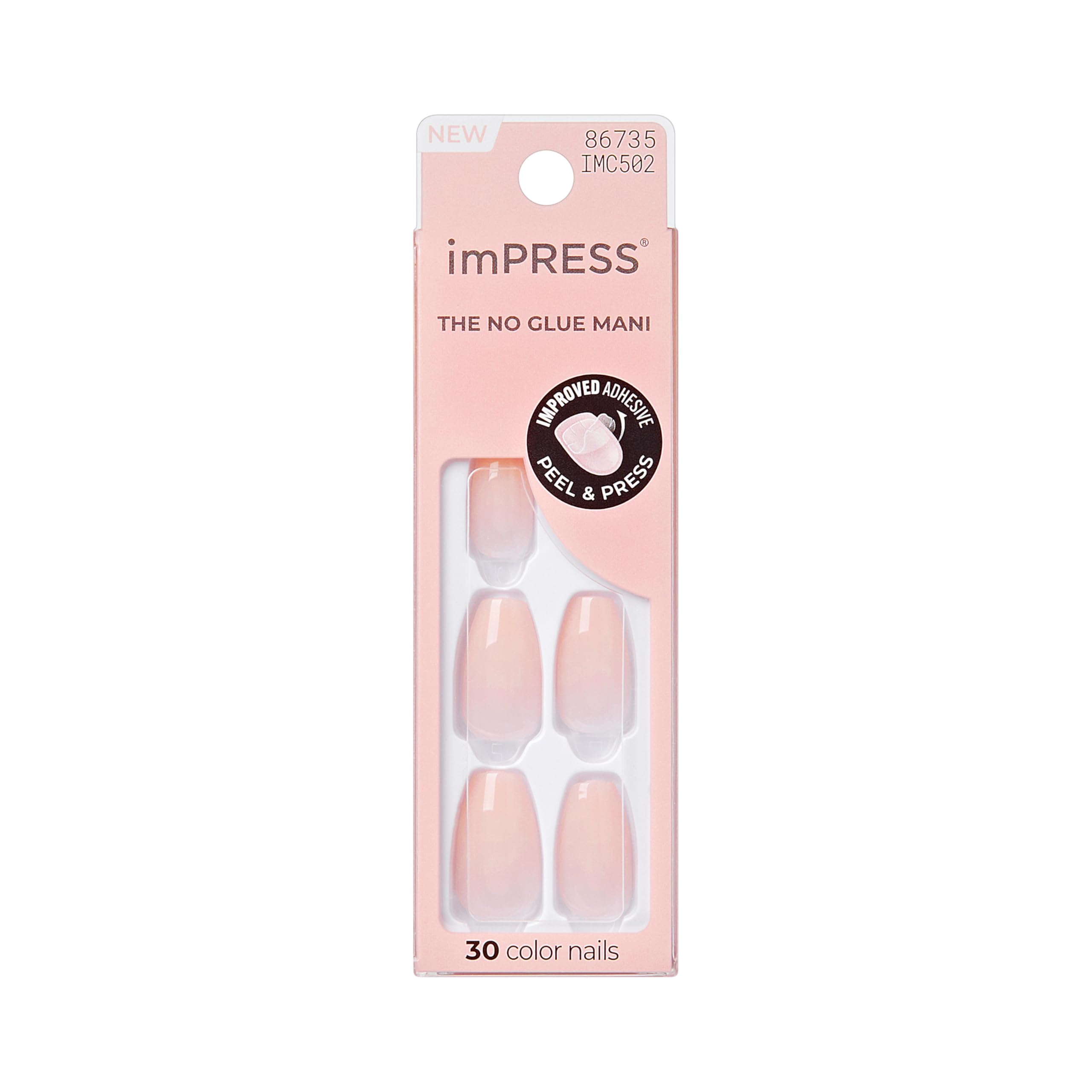 imPRESS KISS Press On Nails, Serendipity, Coffin Shape (Medium) IMC502C – No Glue Fake Nails Set with Mini File, Prep Pad, Manicure Stick Gel Acrylic Nail Kit