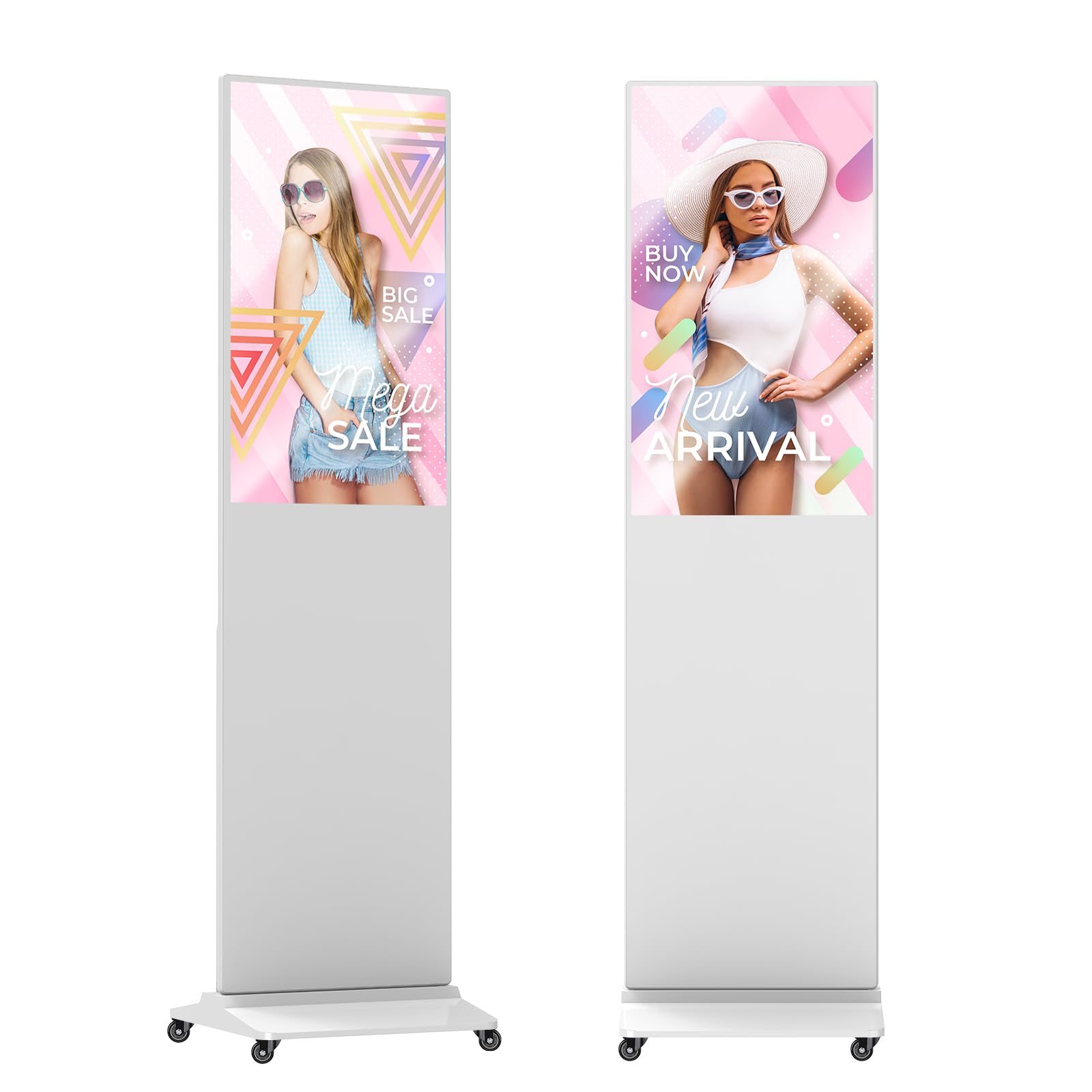 32 Inch Digital Signage Advertising Display Kiosk LCD Screen Indoor Floor Standing Commercial Totem Android System Vertical Poster with Auto Media Player-White