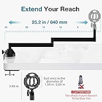 Vista 3 de InnoGear Brazo de Micrófono de Perfil Bajo, Soporte de Brazo de Micrófono Giratorio de 360°, Brazo Articulado de Micrófono de Escritorio Plegable