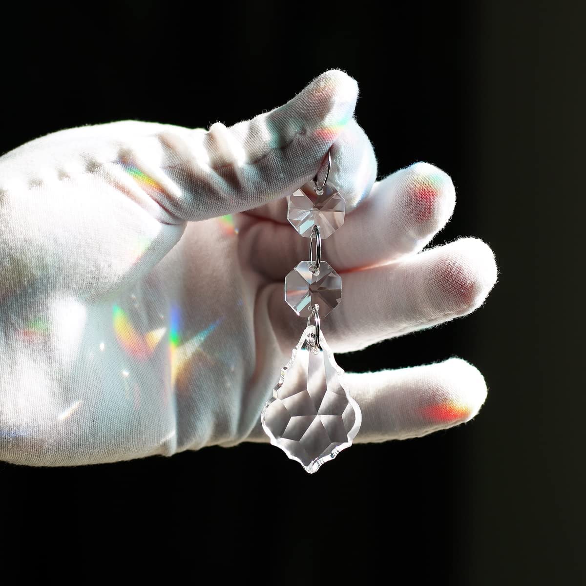20 piezas de repuesto para lámpara de araña de cristal de hoja de arce, cuentas de cristal colgantes de 38 mm para decoración de boda, transparente