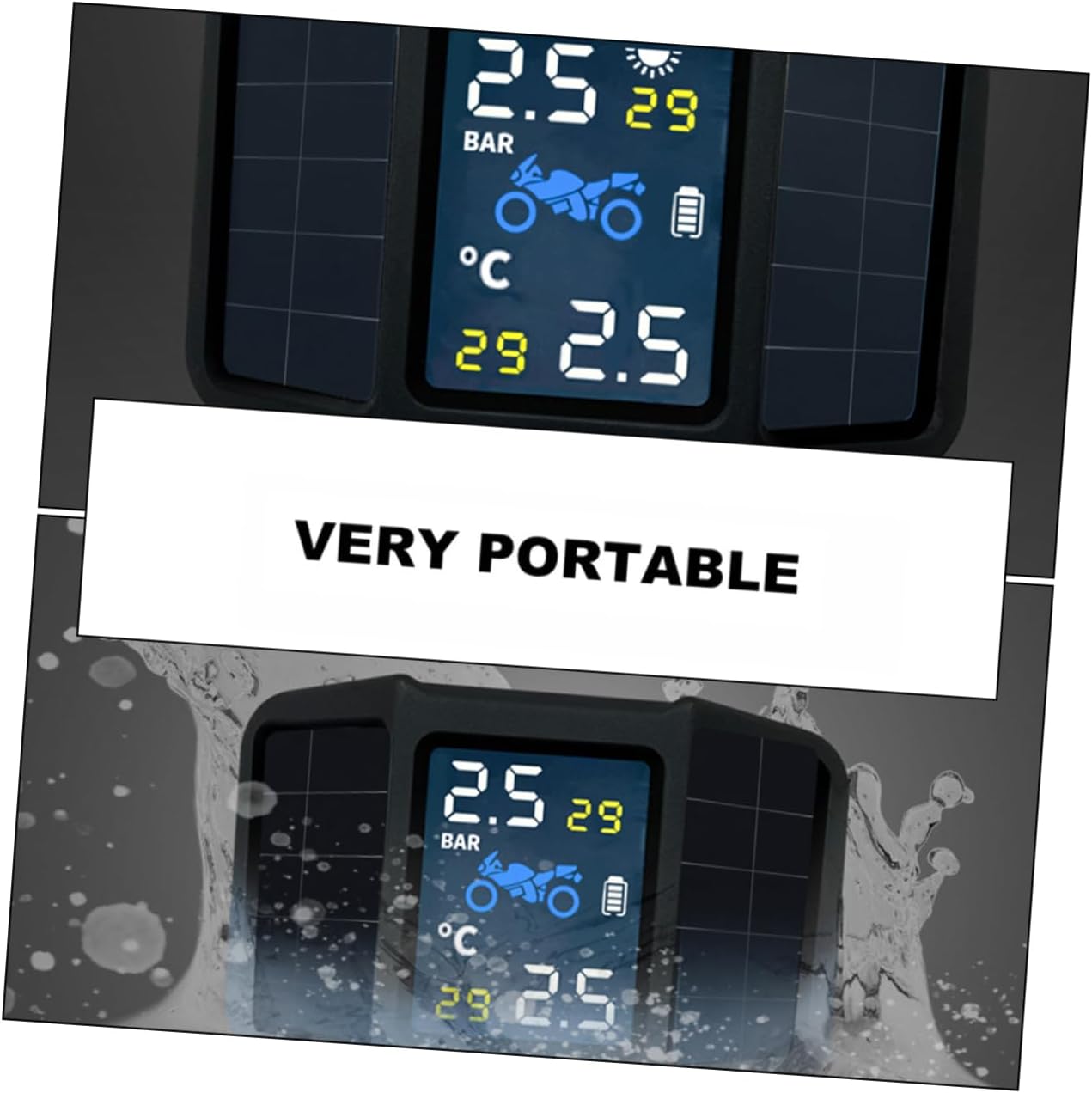 1set Solar Tire Pressure Monitor for Motorcycle Real Data Easy Use Compact Lightweight Design Essential Motorcycle