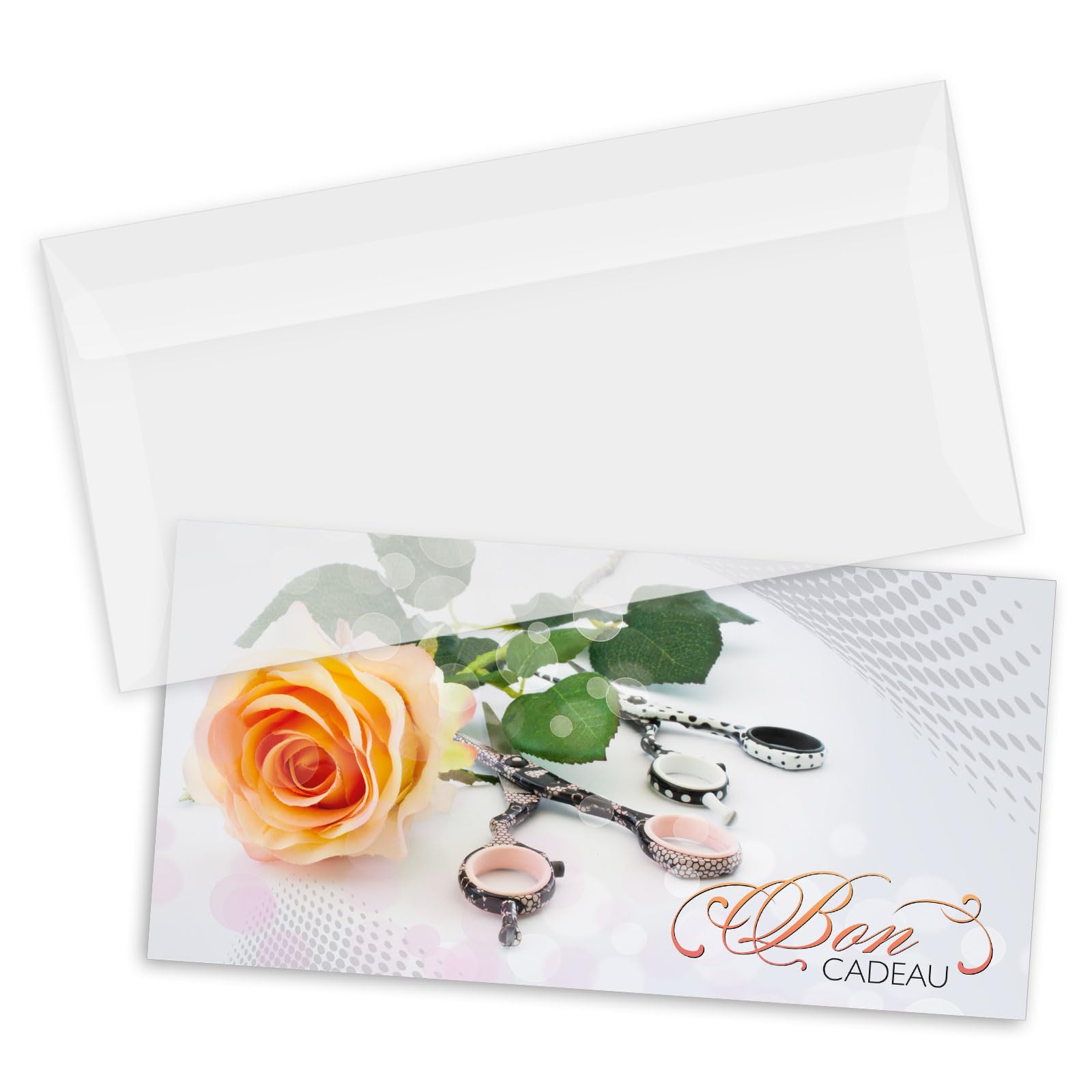 POS BON - 100 bons cadeaux à remplir avec enveloppe - formulaires imprimés pour des salons de coiffure K9278F-1-100-V2