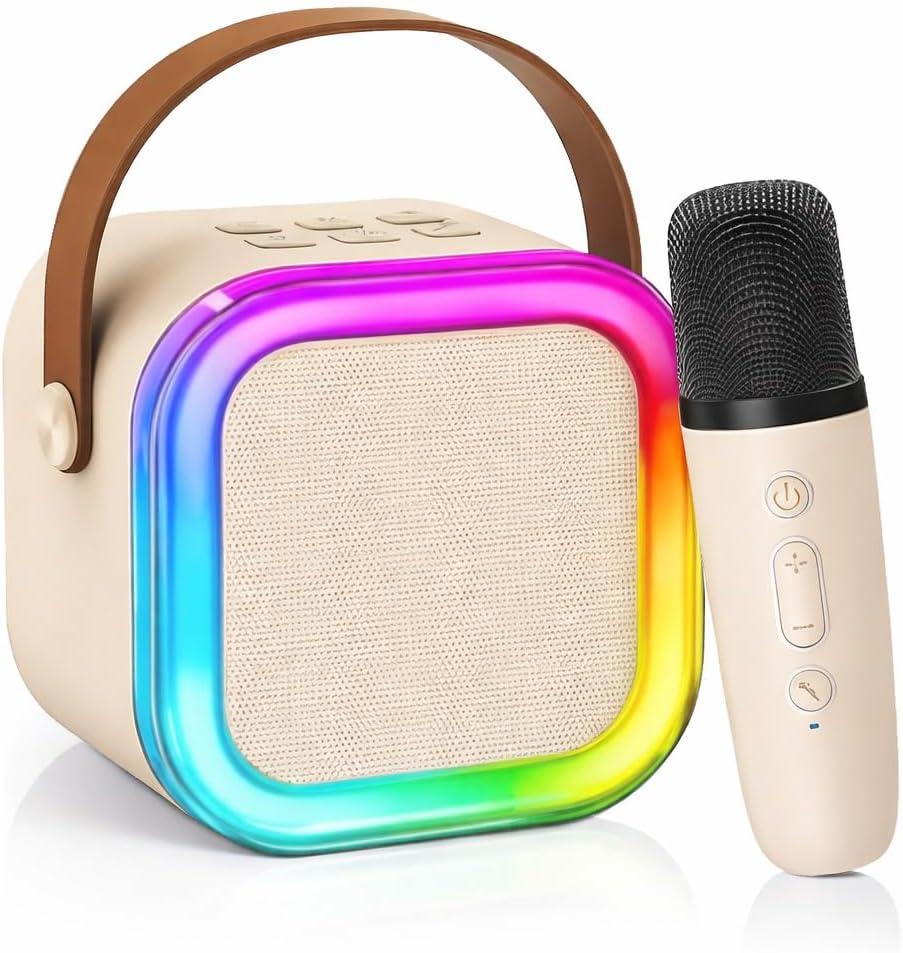 WOT™ Karaoke Speaker Machine for Kids and Adults | Mini Portable Bluetooth Speaker with Wireless Microphone and Dynamic Lights for Home KTV Parties Outdoor | Multicolor