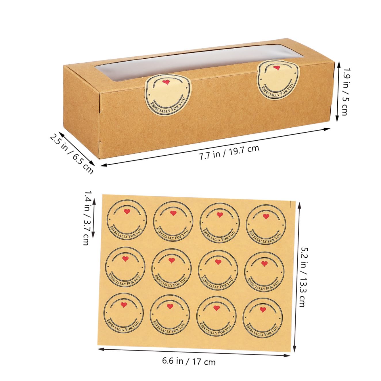 Scatola per Pasticceria Macaron in Kraft 50 Pezzi con Finestra