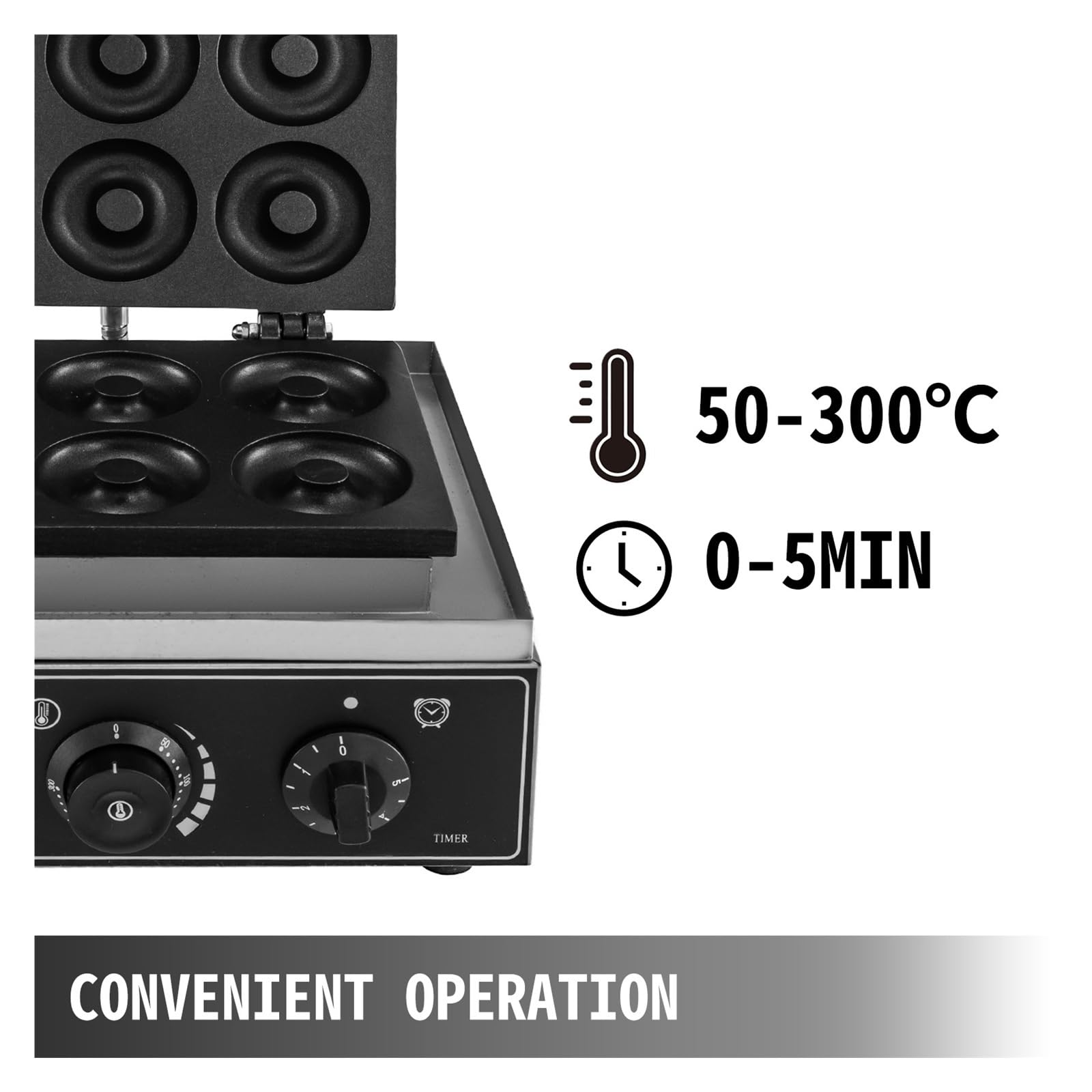 Elektryczna Maszyna Do Robienia Pączków Ze Stali Nierdzewnej Z 6 Otworami I Nieprzywierającą Powłoką, Użytku Komercyjnego, Gofrów, Gaufriers Kitchen Appliance Jednolita Dystrybucja CiepłA