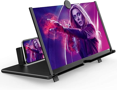 Lupa de pantalla de 16 pulgadas para teléfono celular, proyector ampliador de pantalla de aumento 3D HD para películas, videos y juegos, soporte