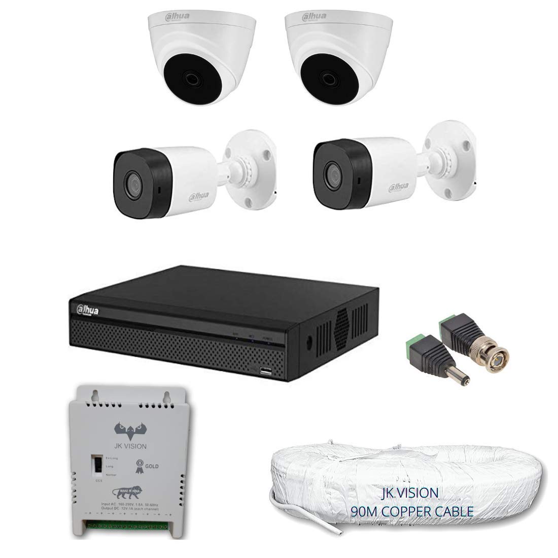 Dahua 1MP CCTV Full Set for Home/Office (2 Dome, 2 Bullet, DVR, Power Supply, BNC/DC Connector)-picture-26