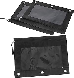 COOPHYA 3 Peças Bolsa De Lápis Bolsa De Lápis Bolsa De Arquivo Moeda Máscara De Olho Clipes De Fichário 3 Anéis Bolsa De Fichário Malotes De Caneta Blinder Com Zíper Suporte De Arquivo