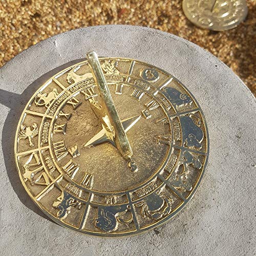 garden ornaments and accessories Solid Brass Zodiac Signs Astrological Sundial - Small