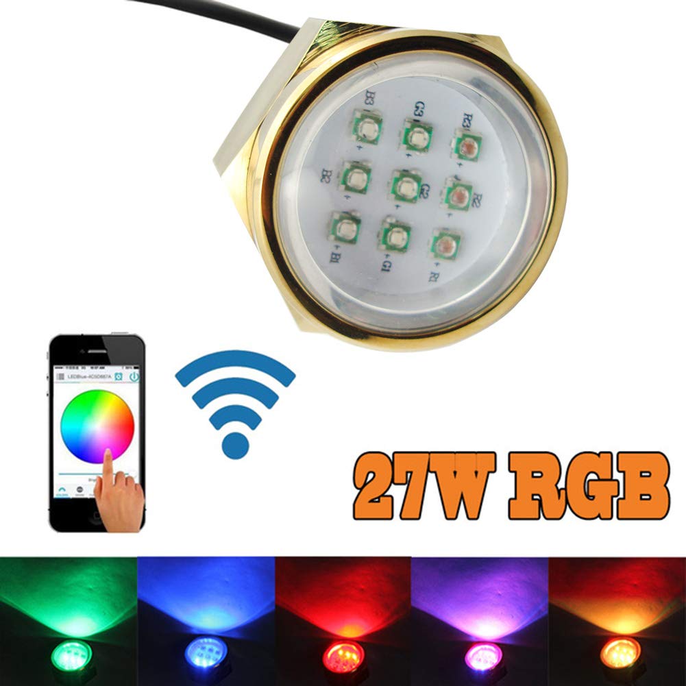 Buy NJSBYL RGB LED Boat Drain Plug Lights 27W RGB IP68 WiFi Control
