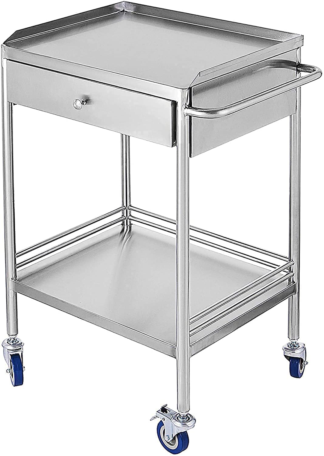 INDIDECOR 38841 Stainless Steel Trolley with Drawer and 2 Shelves，Rolling Cart for Hotels/Laboratory ，Dental Lab/Hospital/Kitchen Cart Utility Services (2 Shelves/ 1 Drawer) (B0D5WHNHRF) Amazon Price History, Amazon Price Tracker