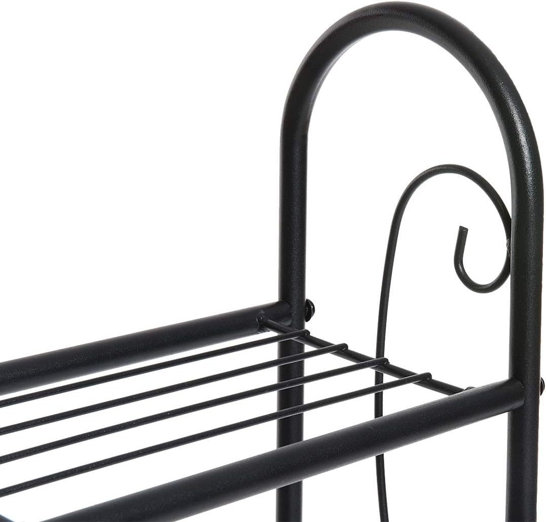 DOEWORKS 3 Tier Metal Plant Stand, Plant Display Rack,Stand Shelf, Pot Holder for Indoor Outdoor Use, Black