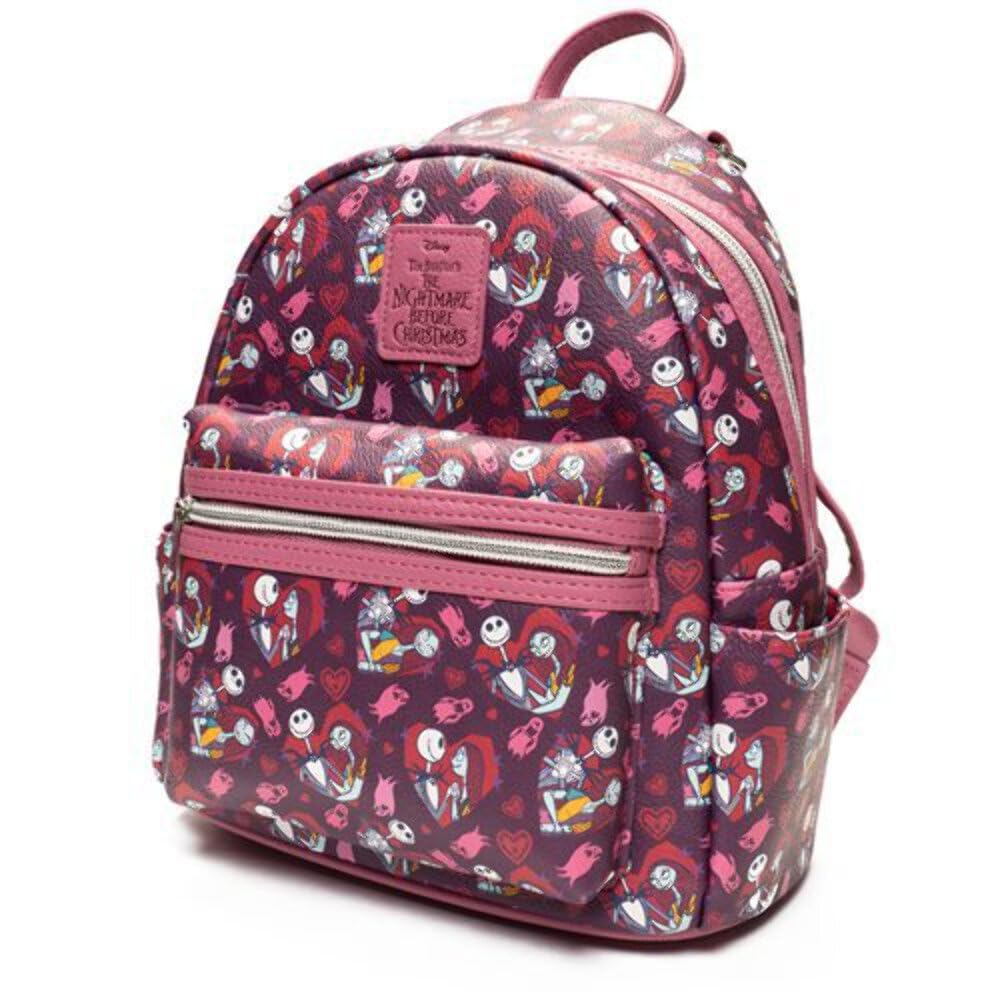 Loungefly The Nightmare Before Christmas Jack and Sally Hearts Mini Backpack
